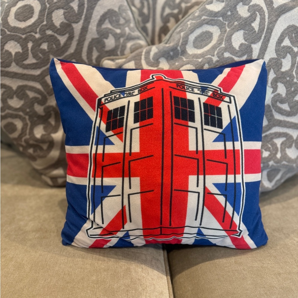 Doctor Who British Flag Square Pillow